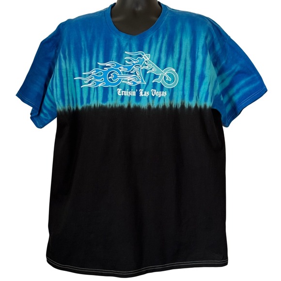 Hanes Other - Hanes Heavyweight Cruisin Las Vegas Motorcycle Tie Dye Graphic T-Shirt Men's XL